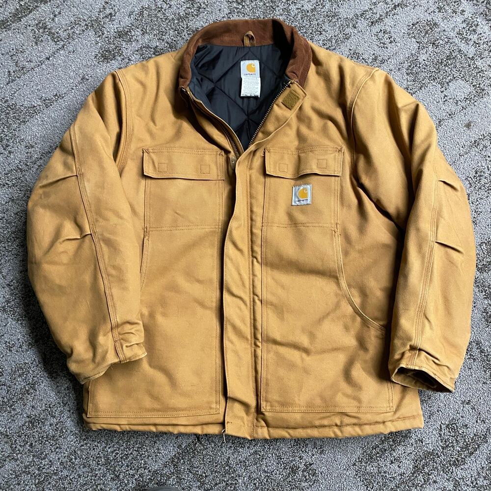 Vintage 2005 Carhartt Duck Canvas Arctic Coat Jacket Brown Men 44 Reg L C03BRN
